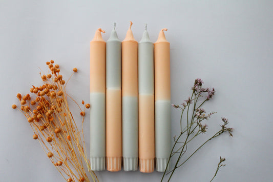 Dip Dye Candles | Set of 3 | Orange-Grey |