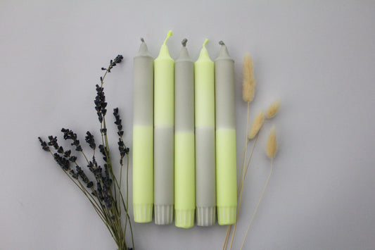 Dip Dye Candles | set of 3 | Yellow-Grey |