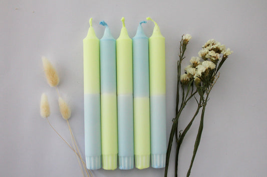 Dip Dye Candles | Set of 3 | Yellow-Blue |