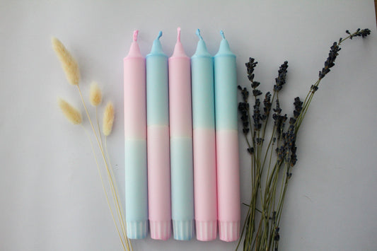 Dip Dye Candles | Set of 3 | Blue-Pink |