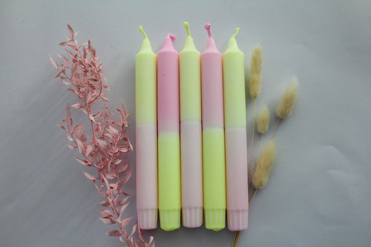 Dip Dye Candles | Set of 3 | Pink-Yellow |
