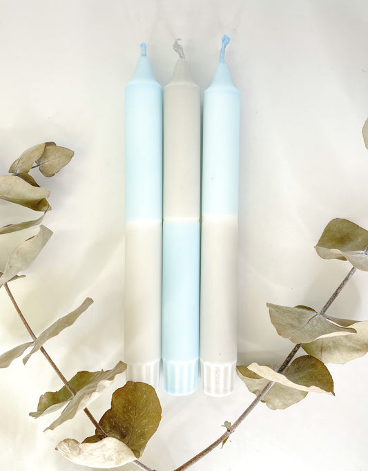 Dip Dye Candles | Set of 3 Grey-Blue |