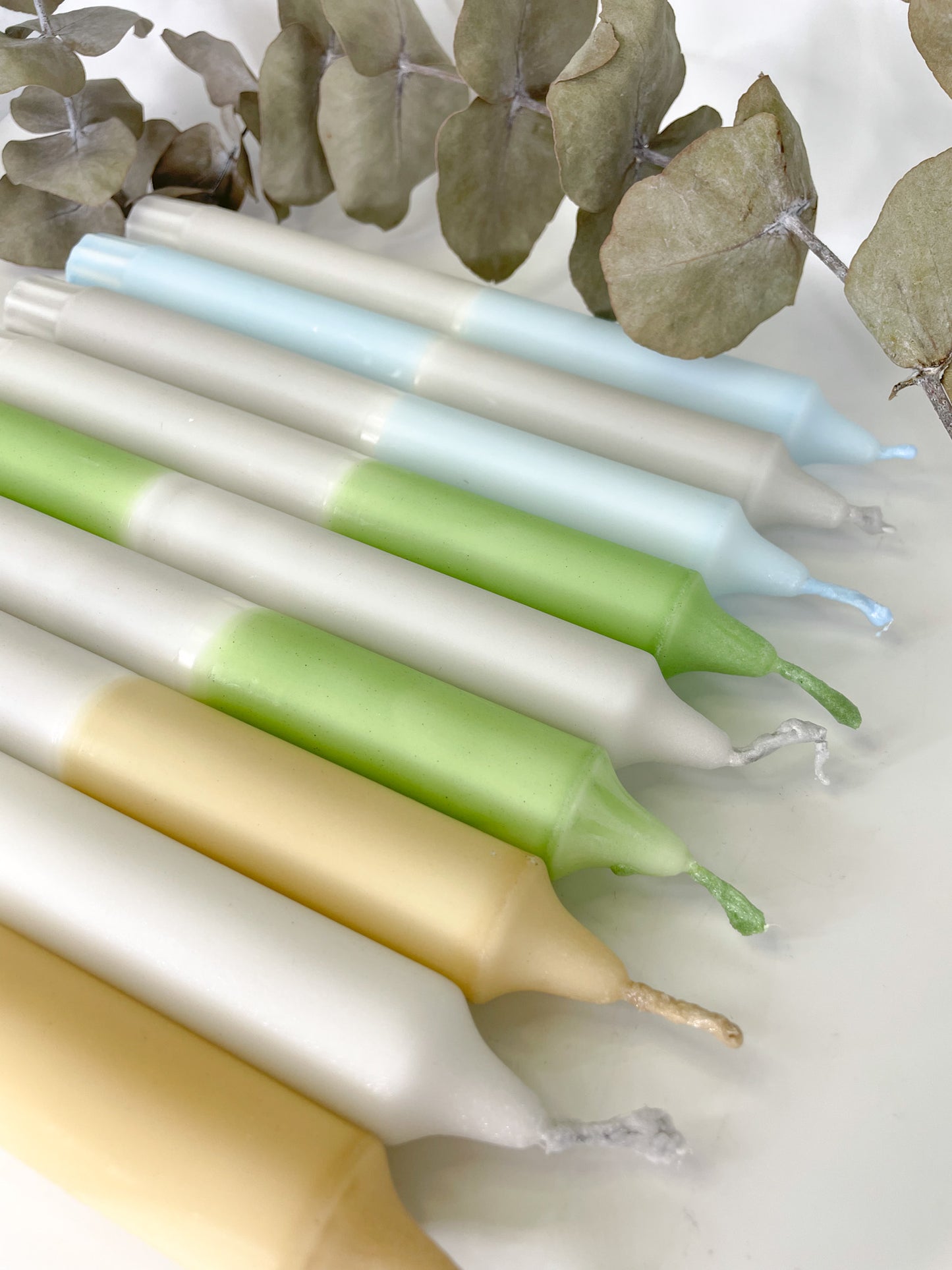Dip Dye Candles | Set of 3 Grey-Green |