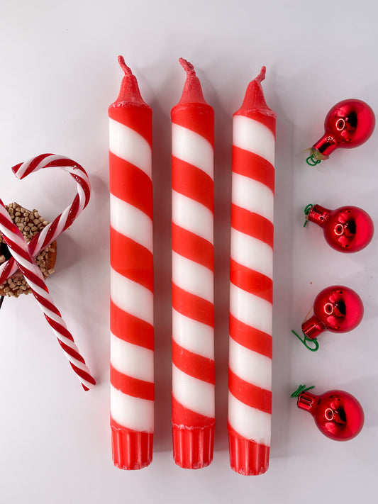 Candy Cane Stabkerzen-3er Set